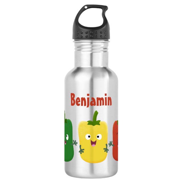Cute bell pepper capsicum trio singing cartoon  532 ml water bottle (Front)