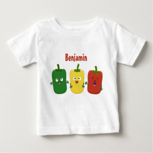Cute bell pepper capsicum trio singing cartoon baby T-Shirt