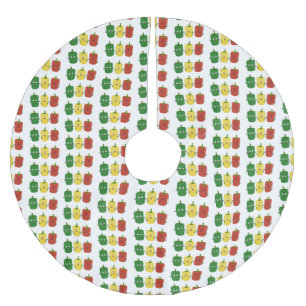 Cute bell pepper capsicum trio singing cartoon brushed polyester tree skirt