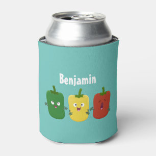 Cute bell pepper capsicum trio singing cartoon  can cooler