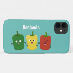 Cute bell pepper capsicum trio singing cartoon iPhone 11 case
