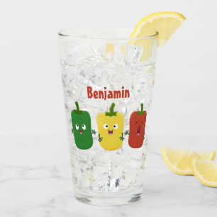 Cute bell pepper capsicum trio singing cartoon glass