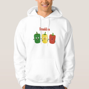 Cute bell pepper capsicum trio singing cartoon hoodie