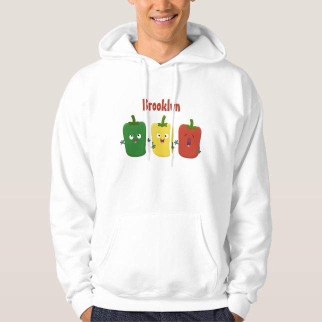 Cute bell pepper capsicum trio singing cartoon hoodie (Front)