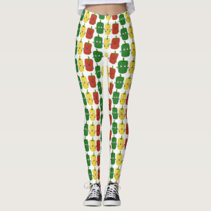 Cute bell pepper capsicum trio singing cartoon leggings