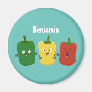 Cute bell pepper capsicum trio singing cartoon magnet