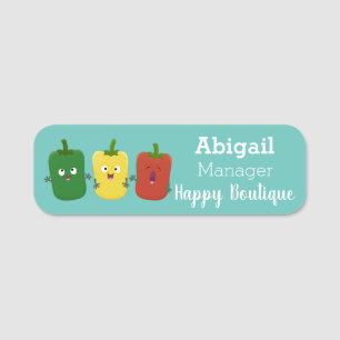 Cute bell pepper capsicum trio singing cartoon name tag