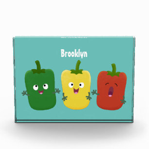 Cute bell pepper capsicum trio singing cartoon photo block
