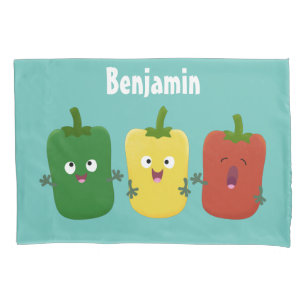 Cute bell pepper capsicum trio singing cartoon pillowcase