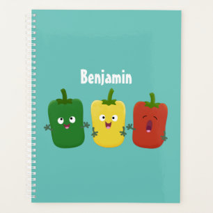 Cute bell pepper capsicum trio singing cartoon planner