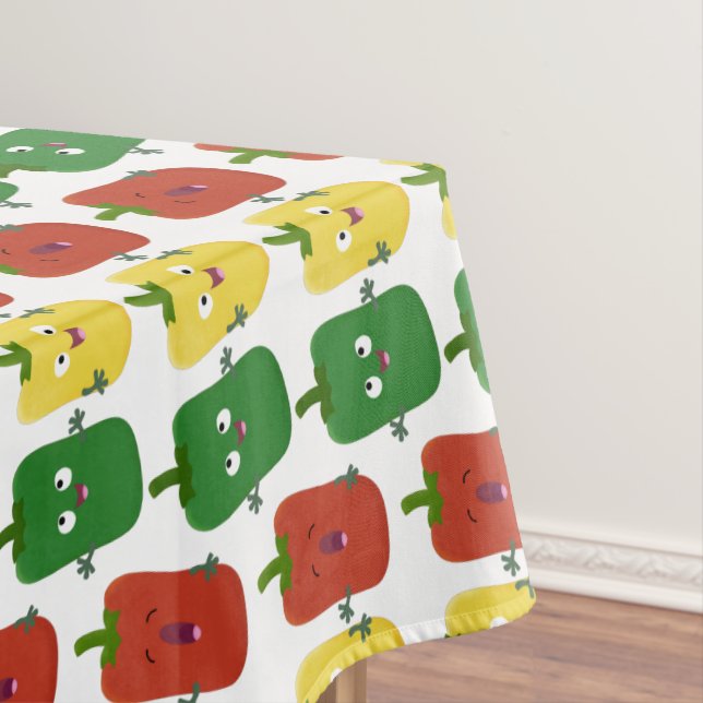 Cute bell pepper capsicum trio singing cartoon tablecloth (In Situ)