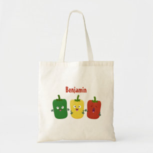 Cute bell pepper capsicum trio singing cartoon tote bag