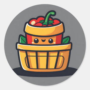 Cute Bell Pepper Colourful Classic Round Sticker