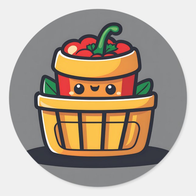 Cute Bell Pepper Colourful Classic Round Sticker (Front)