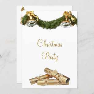 Cute Bells & Crackers Christmas Party Invitation