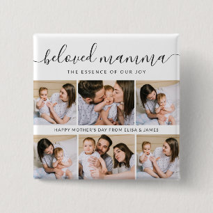 Cute Beloved Mamma Mum Mothers Day Photo Collage 15 Cm Square Badge