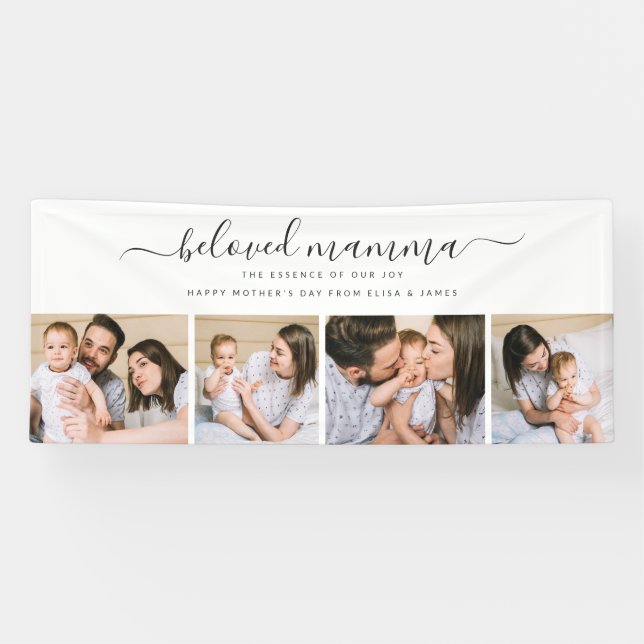 Cute Beloved Mamma Mum Mothers Day Photo Collage Banner (Horizontal)