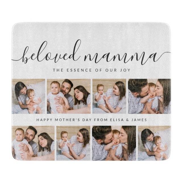 Cute Beloved Mamma Mum Mothers Day Photo Collage Cutting Board (Front)