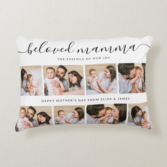 Cute Beloved Mamma Mum Mothers Day Photo Collage Decorative Cushion (Front)