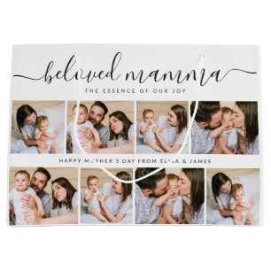 Cute Beloved Mamma Mum Mothers Day Photo Collage Large Gift Bag