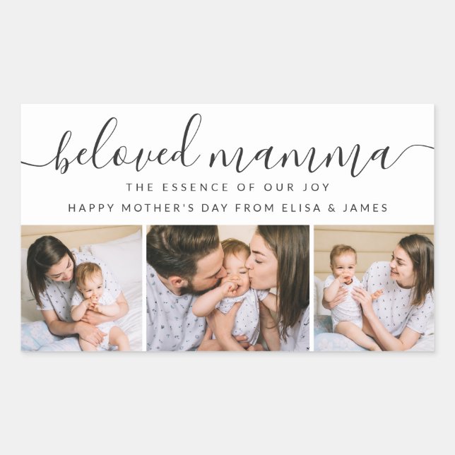 Cute Beloved Mamma Mum Mothers Day Photo Collage Rectangular Sticker (Front)