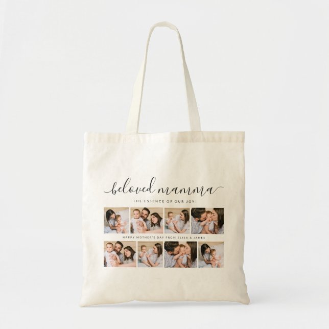 Cute Beloved Mamma Mum Mothers Day Photo Collage Tote Bag (Front)