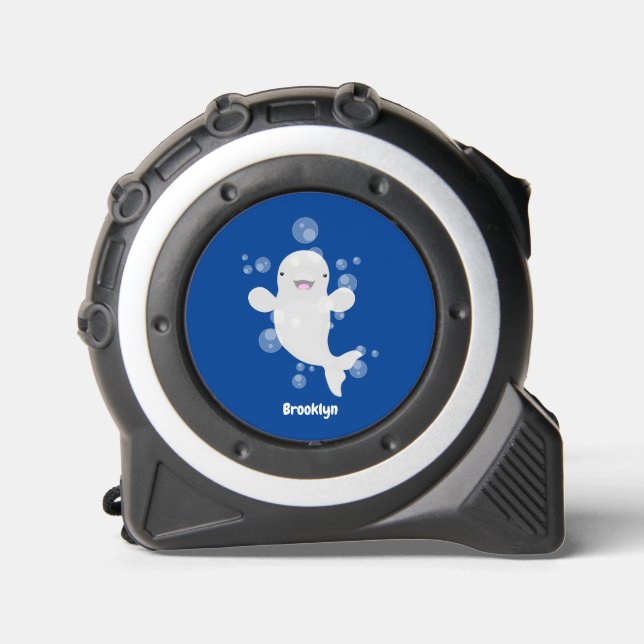 Cute beluga whale bubbles cartoon illustration 1 (Front)