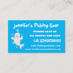 Cute beluga whale bubbles cartoon illustration business card