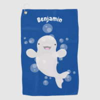 Cute beluga whale bubbles cartoon illustration
