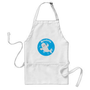 Cute beluga whale bubbles cartoon illustration standard apron