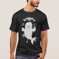 Cute beluga whale bubbles cartoon illustration