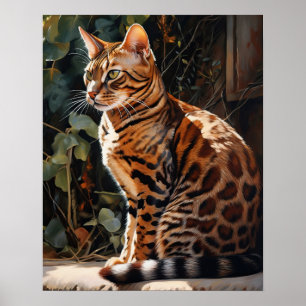 Cute Bengal Cat Art Print Poster