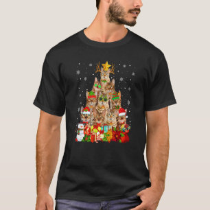 Cute Bengal Cat Christmas Tree Ornament Cat Xmas T-Shirt