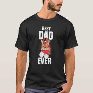 Cute Bengal cat with reindeer costume Best Dad Eve T-Shirt