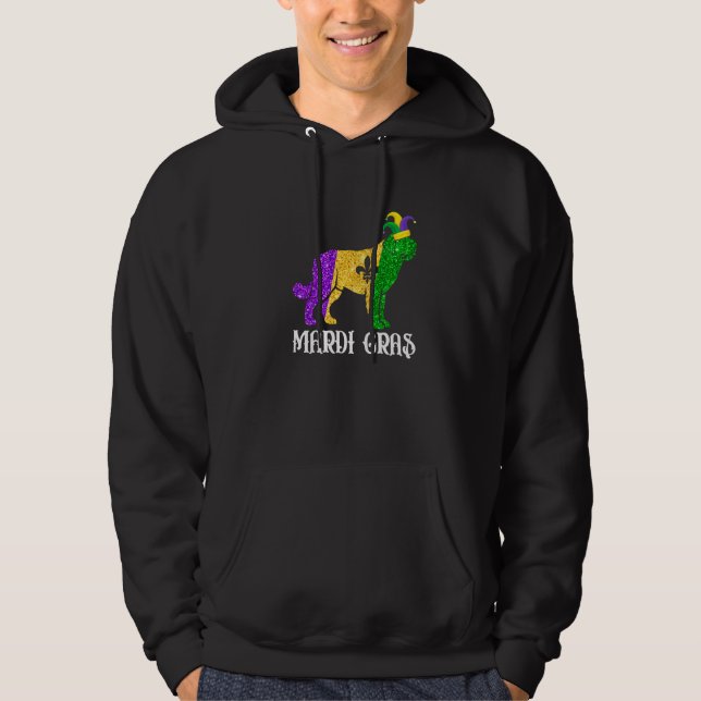 Cute Bernard Dog Lover Mardi Gras Party Jester Mas Hoodie (Front)