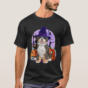Cute Bernedoodle Halloween Witch Pumpkin T-Shirt