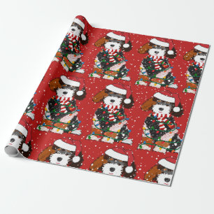 Cute Bernedoodle Mountain Dog Red Wrapping Paper