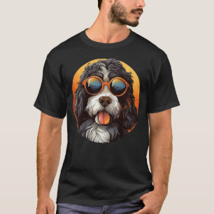 Cute Bernedoodle With Sunglasses Colorful Graphic  T-Shirt