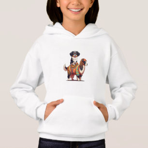 Cute Bernese Dog Riding on Llama