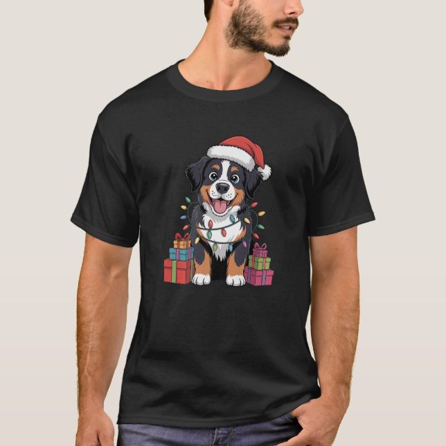 Cute Bernese Mountain Christmas Funny Dog Lover Ho T-Shirt (Front)