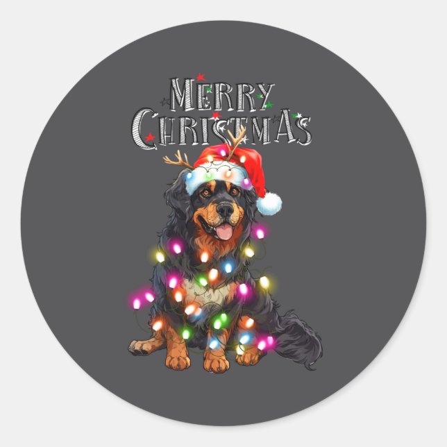 Cute Bernese Mountain Christmas Lights Xmas Dog Lo Classic Round Sticker (Front)