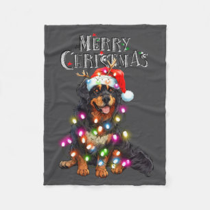 Cute Bernese Mountain Christmas Lights Xmas Dog Lo Fleece Blanket