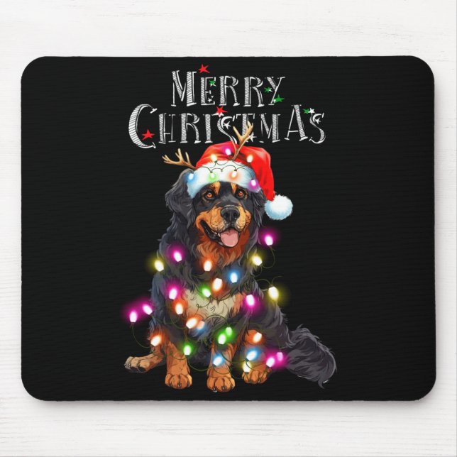 Cute Bernese Mountain Christmas Lights Xmas Dog Lo Mouse Pad (Front)
