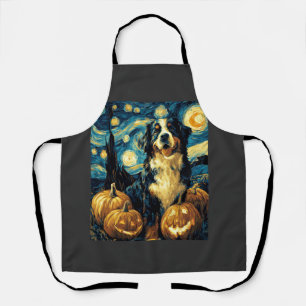 Cute Bernese mountain Dog Halloween Jack O Lantern Apron