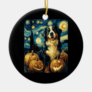 Cute Bernese mountain Dog Halloween Jack O Lantern Ceramic Ornament