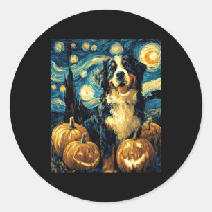 Cute Bernese mountain Dog Halloween Jack O Lantern Classic Round Sticker
