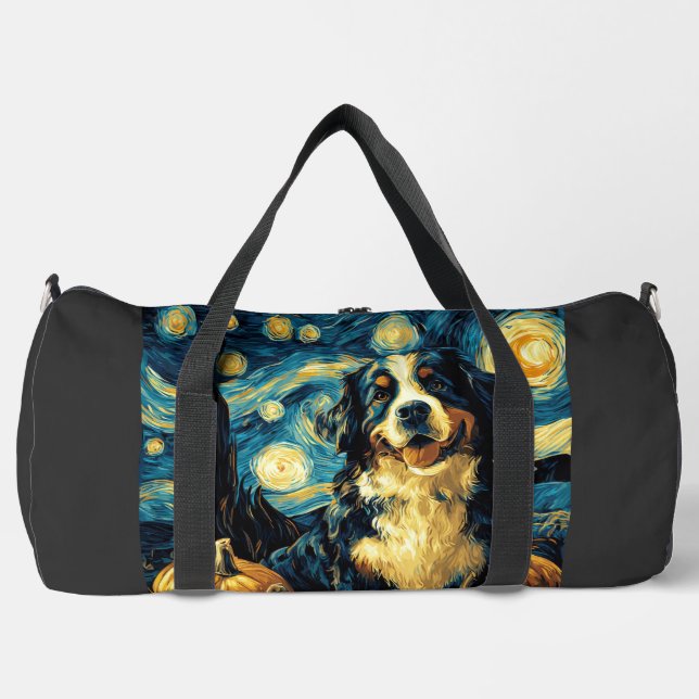 Cute Bernese mountain Dog Halloween Jack O Lantern Duffle Bag (Front)