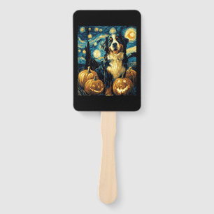 Cute Bernese mountain Dog Halloween Jack O Lantern Hand Fan