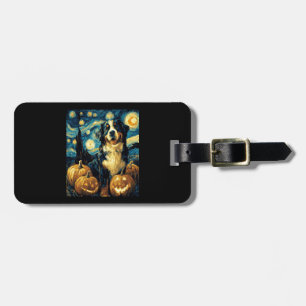 Cute Bernese mountain Dog Halloween Jack O Lantern Luggage Tag