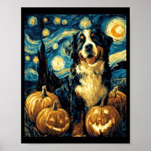 Cute Bernese mountain Dog Halloween Jack O Lantern Poster
